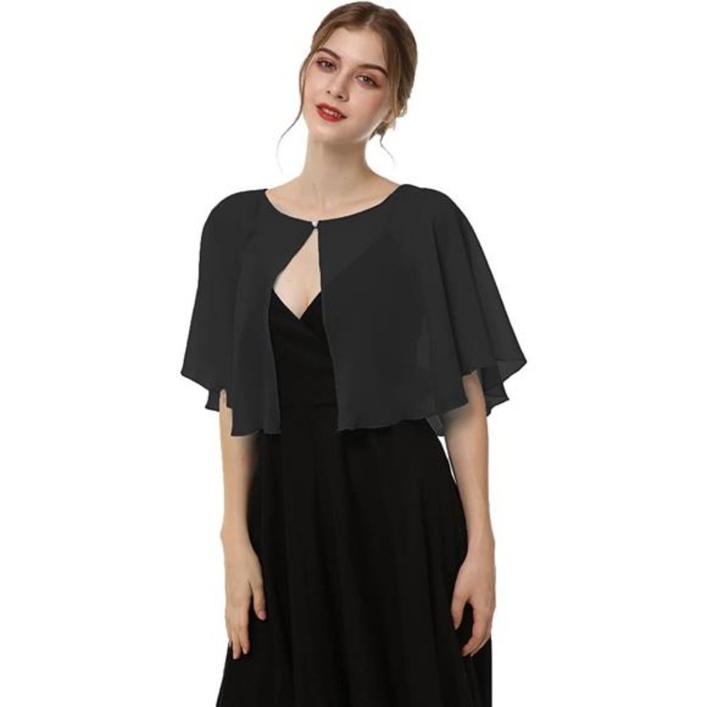NWOT "Hot Shawls and Wraps" for Dress Chiffon Shrug, Black